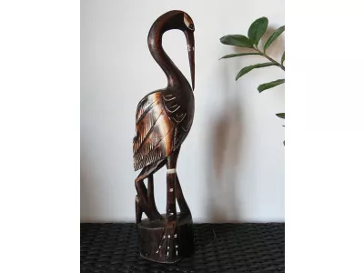 50cm Rzeźba drewno PTAK Czapla Rękodzieło Orient