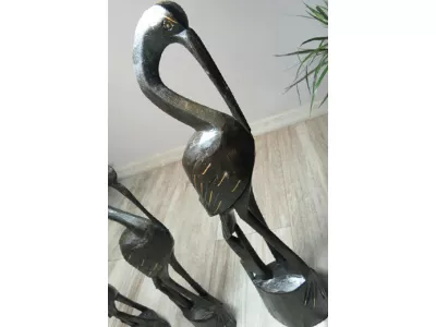 Rzeźba Figurka Drewno PTAK 30cm Rękodzieło Orient