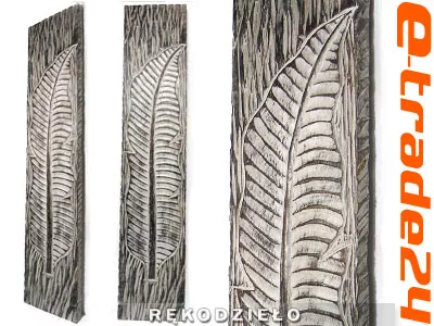 Panel Płaskorzeźba LIŚĆ Drewno Rękodzieło 80cm