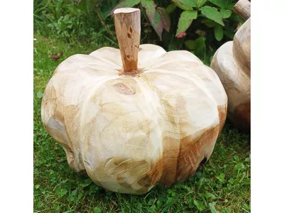 DYNIA na Halloween Elegancka Rzeźba z Drewna Tekowego 25cm śr.