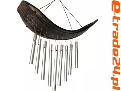 Dzwonek Wietrzny Liść Drewno + Metalowe rurki