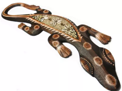 Rzeźba GEKON 58cm z Drewna Rękodzieło Dekoracja