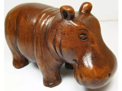 Rzeźba Figurka HIPOPOTAM Drewno Suar Rękodzieło