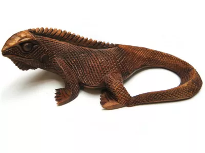 Figurka, Rzeźba Drewno Suar IGUANA Rękodzieło 21cm