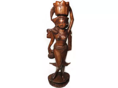 Misterna RZEŹBA z Drewna Kobieta Rękodzieło 63cm