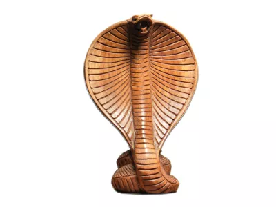 Rzeźba drewno KOBRA 11cm Rękodzieło Indonezja