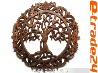 DRZEWO ŻYCIA Misterny Ornament śr. 40cm Rzeźba z Drewna
