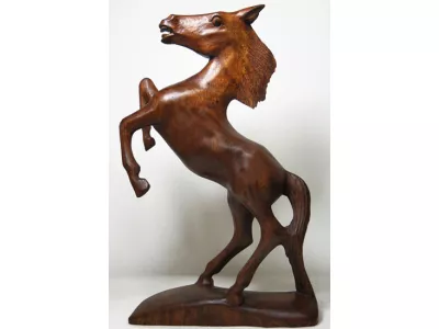Rzeźba Figura KOŃ Drewno Suar Koń 40cm Rękodzieło