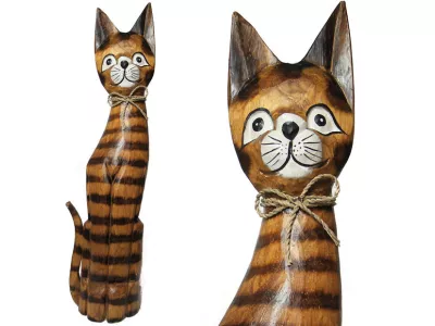Figurka Koty Rzeźba Drewniana KOT 50cm Rękodzieło