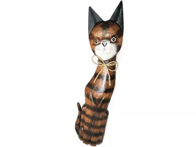 KOT Rzeźba Figurka Drewniana Koty 50cm Rękodzieło