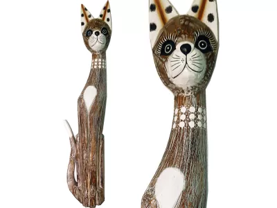 Figurka Koty Rzeźba Drewniana KOT 60cm Rękodzieło