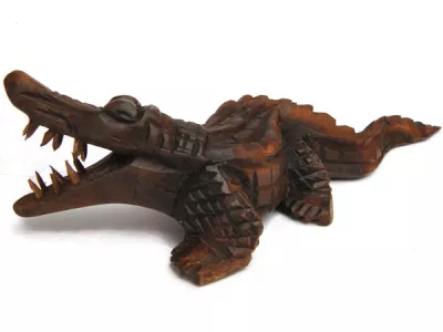 Figurka, Rzeźba z Drewna Suar KROKODYL Rękodzieło 40cm