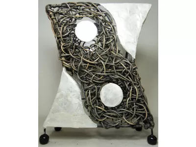 LAMPA Masa Perłowa + Rattan - Rękodzieło Lampka