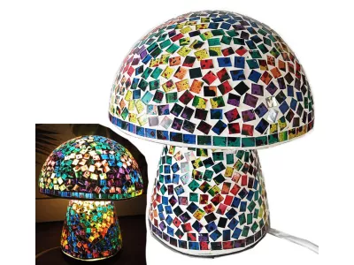 Efektowna LAMPA GRZYB Witraż Szkło Kolor 25cm