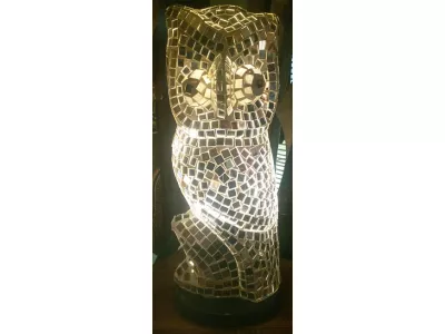 Efektowna LAMPA Lusterka+Ceramika Lampka Rękodzieło