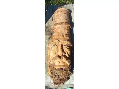 Rzeźba GŁOWA Drewno Wykonana z Korzenia 72x22cm