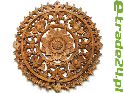 Rzeźba z Drewna Litego MANDALA Ornament Lotos śr. 39cm
