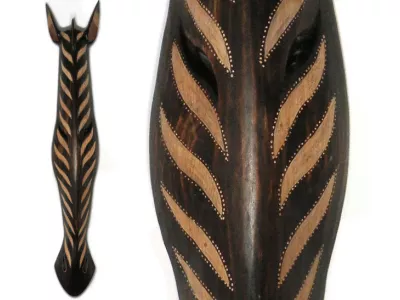 Piękna Rzeźba MASKA Drewniana Rękodzieło 100cm ZEBRA