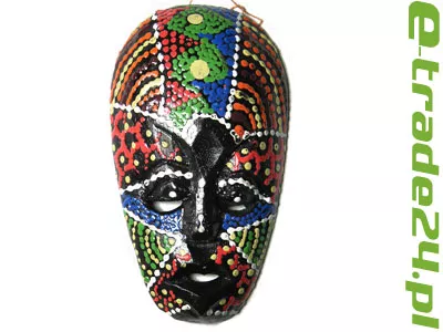 Kolorowa Rzeźba Maska Drewno - Rękodzieło 15cm MIX wzory