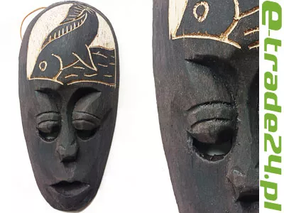 Rzeźba Maska Drewno RYBA - Rękodzieło 20cm