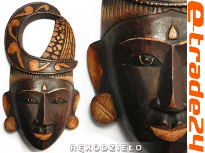 Rzeźba Maska z Drewna Rękodzieło 27x14cm KOBIETA