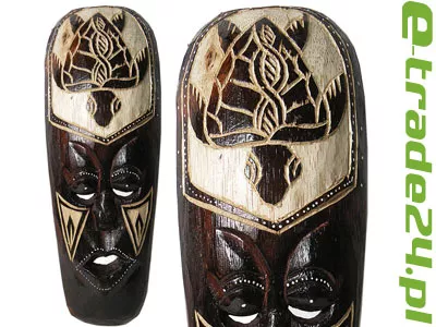 Rzeźba Maska z Drewna Etniczna z Żółwiem 30cm