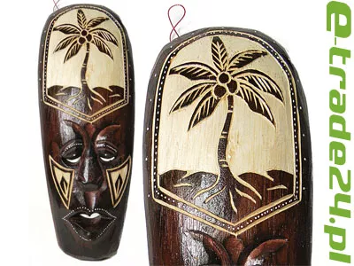 Rzeźba Maska z Drewna Etniczna z Palmą 30cm