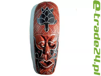 Rzeźba Maska z Drewna Etniczna z Żółwiem 30cm Rękodzieło Orient