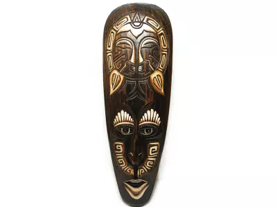 Rzeźba Maska z Drewna TUBYLEC Orient 50cm Rękodzieło