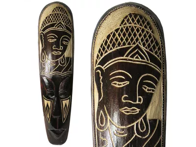 Rzeźba Maska z Drewna z Budda 50cm Rękodzieło