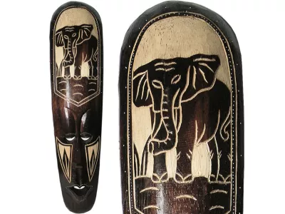 Rzeźba Maska z Drewna ze Słoniem 50cm Rękodzieło