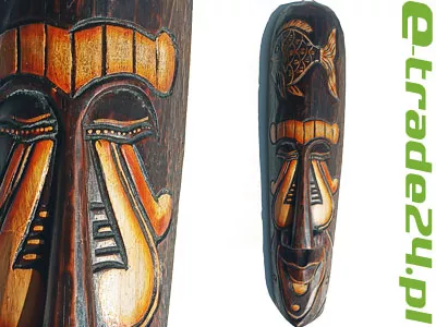 Rzeźba Maska Etniczna RYBA Drewno - Rękodzieło 50cm