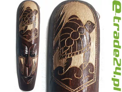 Maska z Drewna z Żółwiem 50cm Rękodzieło Dekoracja ściany