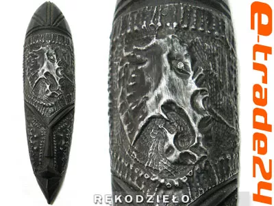 Maska Rzeźba Afryka Drewno + Metal Rękodzieło 29cm
