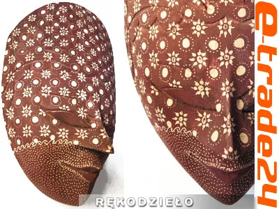 Rzeźba Maska Batik Drewno Rękodzieło z Jawy 28x21