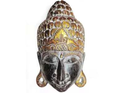 Rzeźba, Maska - BUDDA - Drewno, Rękodzieło 40cm Dekoracja Orient