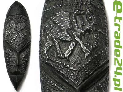 Maska Rzeźba Afryka Drewno + Metal Rękodzieło 26cm