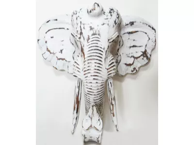 Rzeźba Maska Głowa SŁOŃ z Drewna - Rękodzieło 40x38