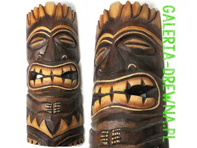 Rzeźba Maska z Drewna Etniczna Totem Indonezja Orient 30cm