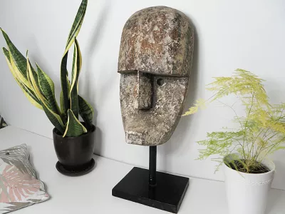 RZEŹBA Panel Maska Etniczna Timor 58cm - Rękodzieło