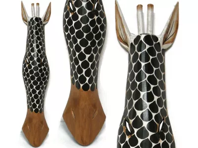 Rzeźba Maska 80cm Drewno ŻYRAFA - Rękodzieło Orient