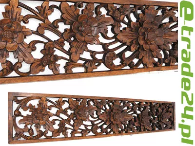 Efektowna Rzeźba z Drewna Panel Ornament Roślinny 100cm