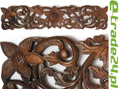 Rzeźba z Drewna DRZEWO Płaskorzeźba Panel Ornament 99x23cm