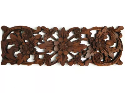 Rzeźba z Drewna Płaskorzeźba Panel Ornament 40cm
