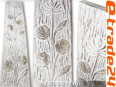 Panel Płaskorzeźba KWIATY Drewno Rękodzieło 99x21