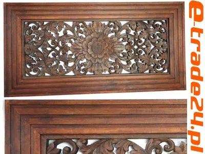 Rzeźba Płaskorzeźba Obraz ORNAMENT Drewno w Ramie 120x60cm