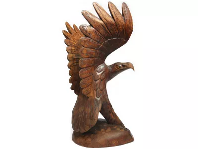 Rzeźba Drewno Suar Ptak ORZEŁ - Rękodzieło 30cm
