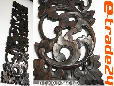 Panel Płaskorzeźba KWIATY Drewno Rękodzieło 98x23cm