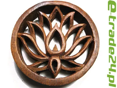 Rzeźba z Drewna Kwiat LOTOSU Ornament śr. 10cm