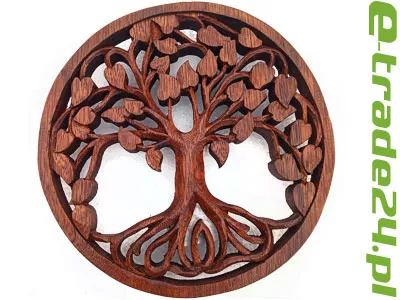 Rzeźba z Drewna DRZEWO ŻYCIA Szczęścia Ornament śr. 20cm